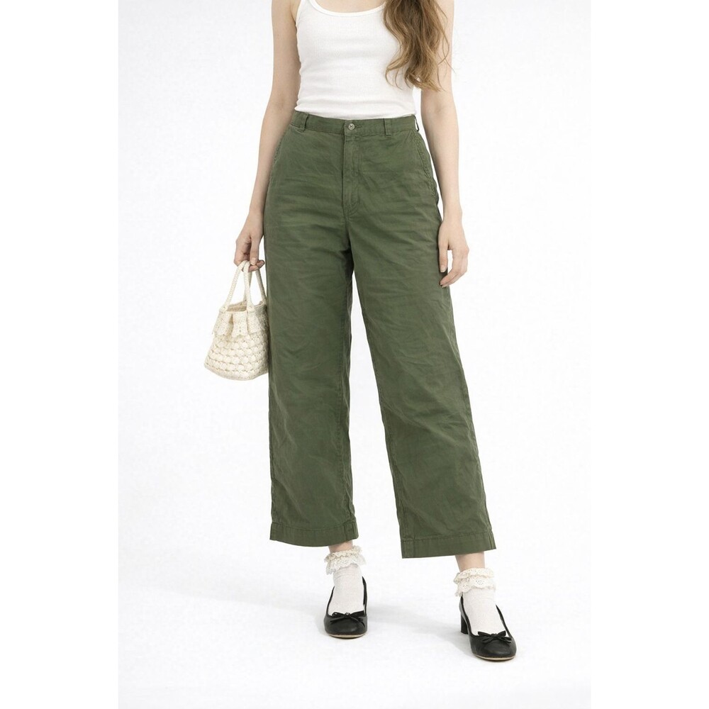 Nicole Fahri Womens Green Cotton Poly Wide Leg Trouser Pants Grunge Sz 34 ITALY